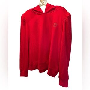 Juicy Red Puffed Sleeve Hooded Sweatshirt 1X